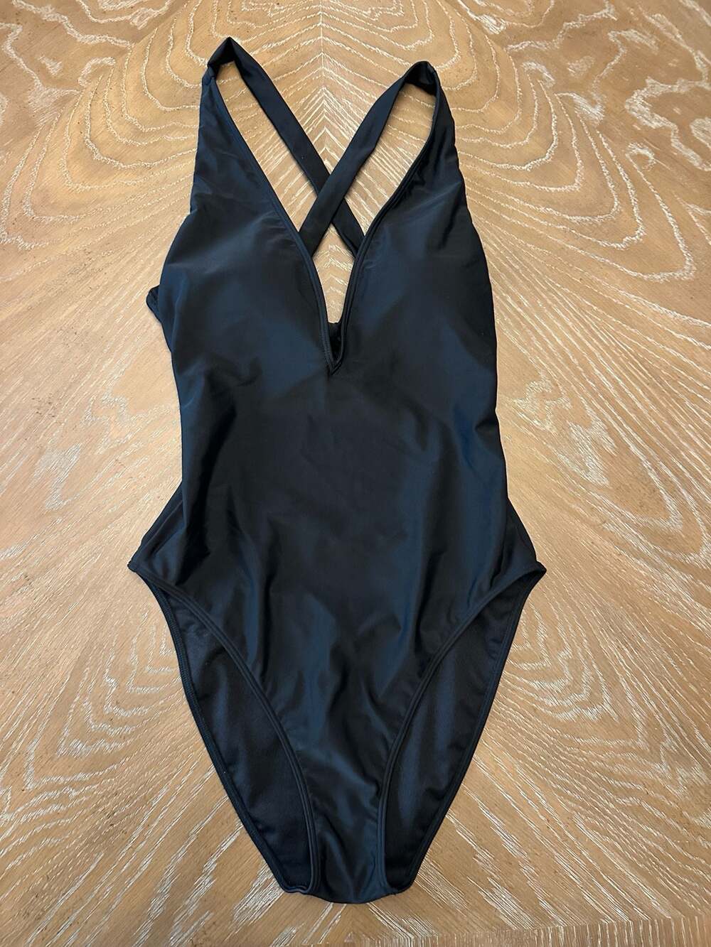 Hollister Tie-Back Deep V One-Piece Swimsuit Black Size S